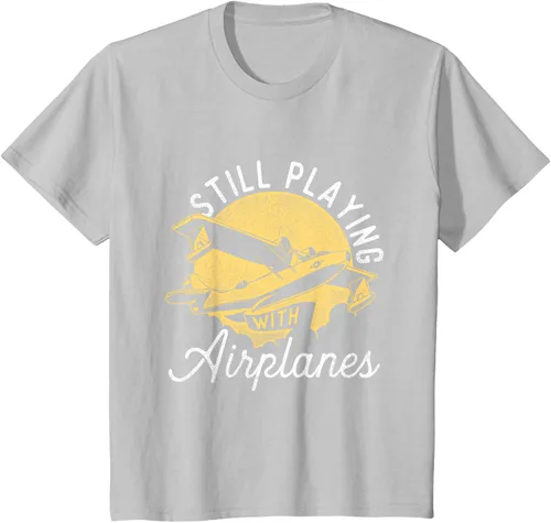 Vista 27 de Still Playing With Airplanes - Camiseta de control remoto RC Avión Piloto, Negro