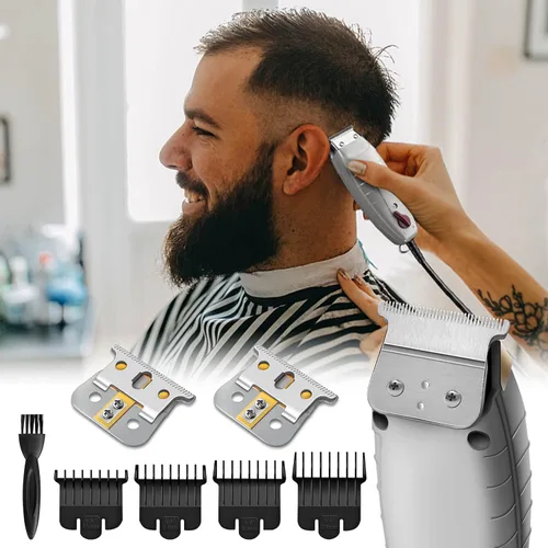Vista 7 de Paquete de 2 piezas de repuesto profesional de hoja en T de grado de barbero compatible con Andis T-Outliner, aprobado por peluquero T Clipper