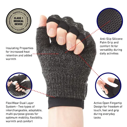 Vista 2 de Neo-G Guantes de compresión para artritis para mujeres y hombres, RSI, dolor en las articulaciones, sistema de doble capa para una movilidad óptima