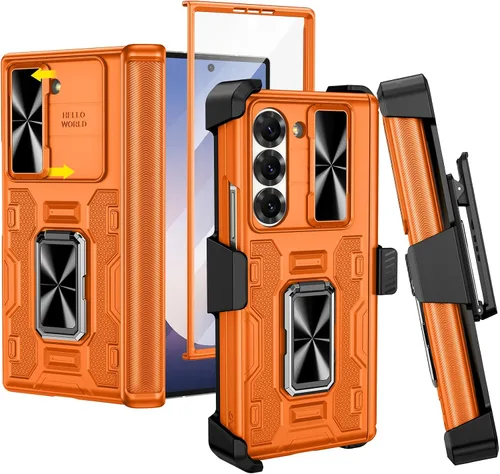 Vista 37 de VEGO - Funda para Galaxy Z Fold 4 con clip para cinturón y protector de pantalla 360°Ring Kickstand & Camera Cover, Hinge Protection Shockproof