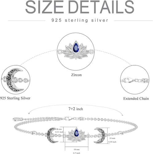 Vista 2 de Shusukue 925 Sterling Silver CatTurtle StarfishPenguinLotus Bracelet for Mom Daughter Wife Gift (with gift box)