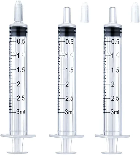 Vista 17 de Jeringa de 1 ml para líquido, oral, laboratorios científicos, medición, dispensación, con tapa - Paquete de 3 jeringas de 1 ml