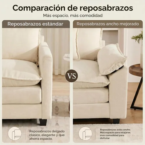 Vista 8 de Sofá modular modular de felpilla beige de 78 pulgadas para sala de estar, sofá modular de felpilla beige para sala de estar, sofás para sala