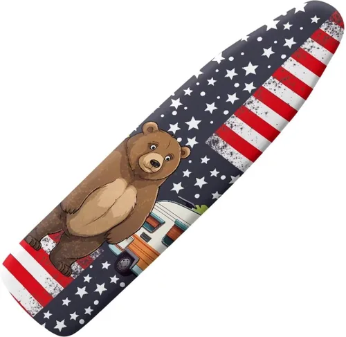Vista 19 de Funda para tabla de planchar con diseño de estrellas y bandera estadounidense con borde elástico y acogedor bolsillo para la nariz, resistente al