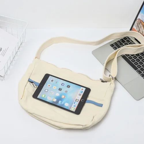 Vista 2 de WantGor Bolso cruzado de lona para mujeres y hombres, bolso grande de hombro, bolso de mano de trabajo, bolso casual
