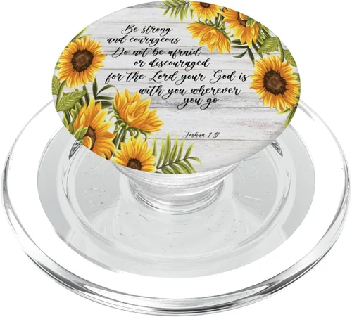 Vista 8 de Joshua 1 9 Cristiano Biblia Verso Girasol Cita de Escritura PopSockets Swappable PopGrip
