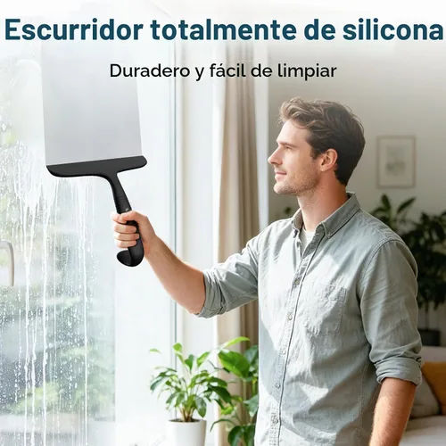 Vista 7 de SetSail Shower Squeegee for Glass Doors,One-piece All Silicone Squeegee Black