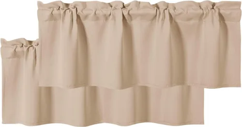 Vista 17 de DWCN Cenefa para ventana de cocina, con bolsillo para barra, para ventana, sala de estar/sótano, 36 x 16 pulgadas de largo, 1 panel, beige