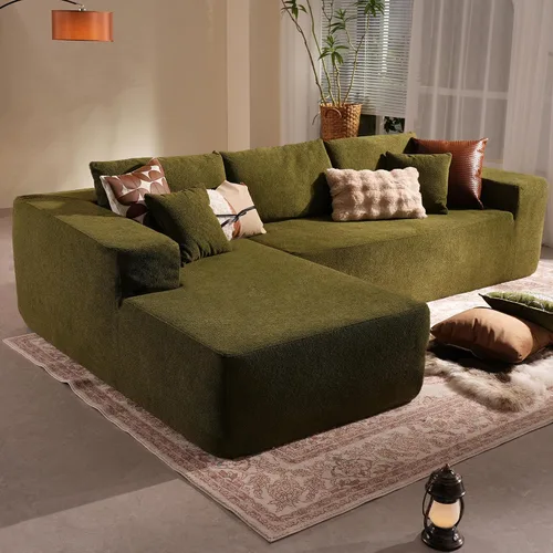Vista 43 de Sofá modular Cloud de 96 pulgadas con tumbona, asiento profundo en forma de L, moderno sofá cama sin hueso, no requiere montaje, sofás sin hueso