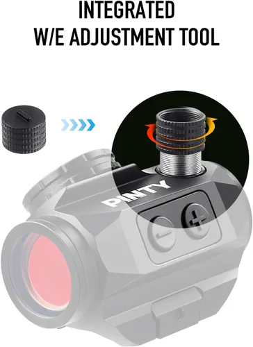 Vista 7 de PINTY Óptica de punto rojo reflex con múltiples retículas, visor táctico compacto para rifle con riel Picatinny, pistola, Airsoft
