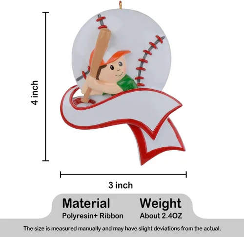 Vista 7 de Adorno de jugador de béisbol – Adorno de Navidad personalizado de béisbol para niño, adorno deportivo con nombre, regalo de recuerdo personalizado