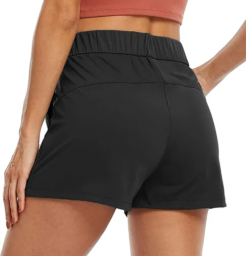 Vista 2 de HCNTES Pantalones cortos de verano para mujer 2023, holgados, de cintura alta, elásticos, con volantes, casuales, lindos pantalones cortos de playa