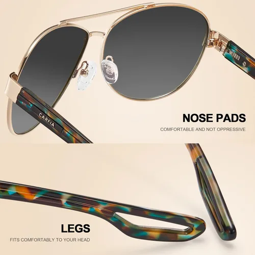 Vista 5 de Carfia Polarized Sunglasses for Women UV400 Protection Classic Metal Pilot Sun Glasses CA3210
