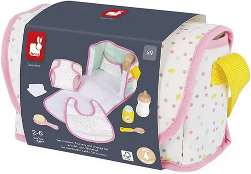 Vista 12 de Janod Juego de cambiador de guardería – Juego de 10 piezas para muñecas de 14"-16" – Edades 2+ - J06501