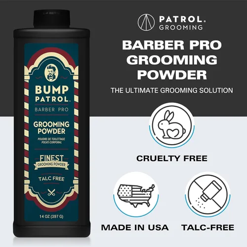 Vista 4 de Bump Patrol Barber Pro Grooming Powder - Polvo para cabello y cuerpo sin talco para hombres, protege contra el sudor, el olor y las rozaduras