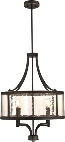 Vista 4 de Westinghouse 6368400 Belle View - Lámpara de araña de cristal transparente con cuatro luces para interiores, acabado de bronce aceitado con reflejos