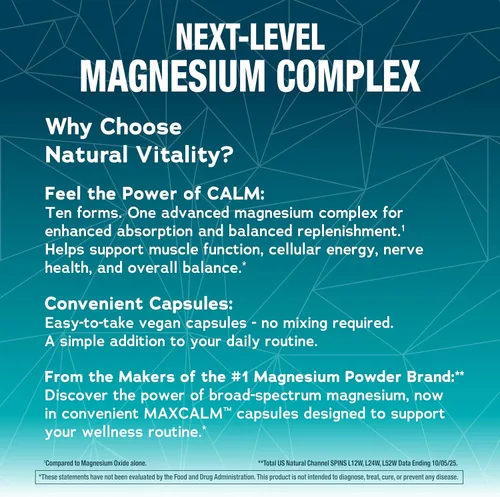 Vista 6 de Natural Vitality Cápsulas complejas de magnesio MaxCalm