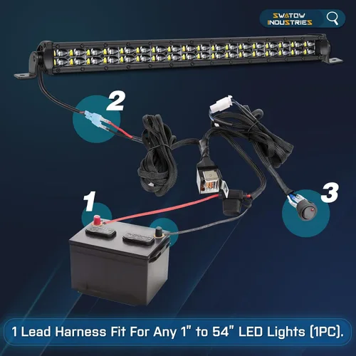 Vista 6 de 1 arnés de cableado de plomo para barra de luz LED, kits de arnés de cableado de 12 V 40 A Realy 15A fusible para luces antiniebla, luces de trabajo