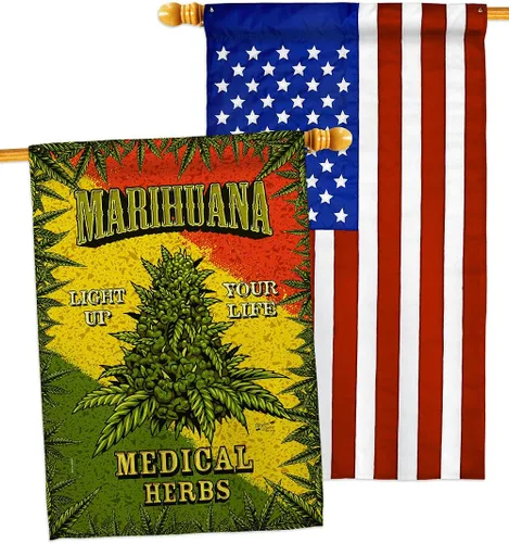 Vista 11 de Marihuana Burlap House Flags 2 pcs Pack Novelty Trendy Popular New Trend Interesting Exciting Small Decorative Gift Yard Banner Double-Sided Made In