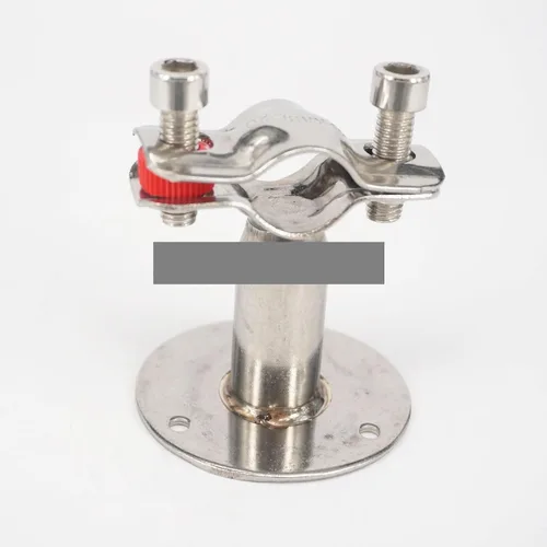 Vista 2 de 12mm 304 Stainless Steel Pipe Clamp Clip Support Bracket with Base Plate Pole Length 45mm