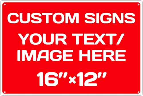 Vista 24 de Letreros metálicos personalizados de aluminio resistentes a la intemperie, texto e imagen personalizados, varios tamaños, peligro, jardín, puerta