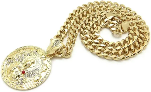Vista 4 de Colgante de medalla de Santa Bárbara chapado en oro helado y collar de joyería cubana de 0.394 in, 18 pulgadas, 20 pulgadas, 24 pulgadas, 30 pulgadas