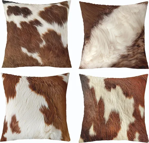 Vista 22 de Feelyou Fundas de Almohada Decorativas de León 16"x16" Juego de 4 Funda de Cojín Suave de Tigre Decoración de Lobo Funda de Almohada de Leopardo