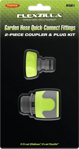 Vista 2 de Flexzilla HFZGAK11 - Accesorios de conexión rápida para manguera de jardín, kit de acoplador y enchufe de 2 piezas, ZillaGreen