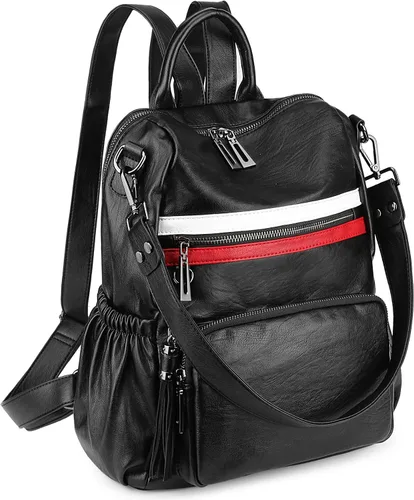 Vista 15 de Uromee Mochila de Viaje Monedero para Mujeres Cuero Vegano Damas Moda Borla Bolsa de Hombro Convertible, Grande, Mochilas Daypack