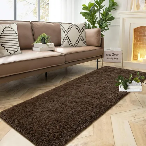 Vista 63 de DweIke Alfombras de pasillo beige esponjosas para dormitorio, 2 x 6 pies, alfombra larga de felpa suave para niñas y niños, antideslizante y lavable