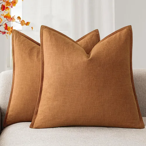 Vista 35 de Foindtower Juego de 2, Fundas Decorativas de Almohada de Lino Sólido Suaves Fundas de Cojín Europeo de Acento Estilo Granja Neutral para Silla Sofá