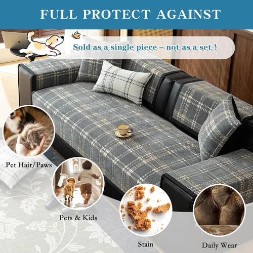 Vista 3 de MYSKY HOME Funda para Silla Sofá Seccional, Funda para Sofá Lavable, Fundas para Sofá de 2 Cojines, Protector de Muebles Antideslizante Fundas