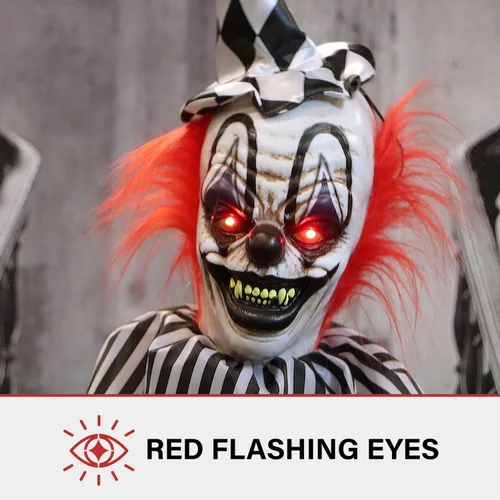 Vista 16 de Haunted Hill Farm Payaso parlante en el escenario Animatronic de Halloween