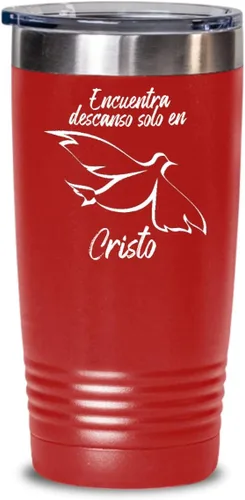 Vista 7 de Regalos católica cristianas vaso en español con versículos de la biblia para padres encuentra descanso Negro