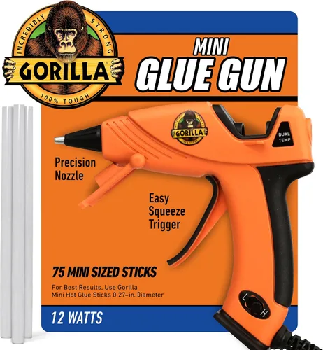 Vista 9 de Kit de Pistola de Pegamento Caliente Mini de Gorilla (Paquete de 1 Pistola de Pegamento Caliente Mini y 30 Barras) - Doble Temperatura, Boquilla