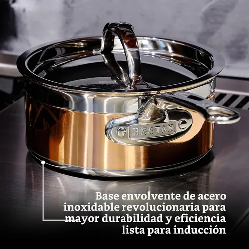 Vista 6 de Hestan - Colección CopperBond - Cacerola de cobre 100% puro, compatible con cocina de inducción, 1.5 cuartos