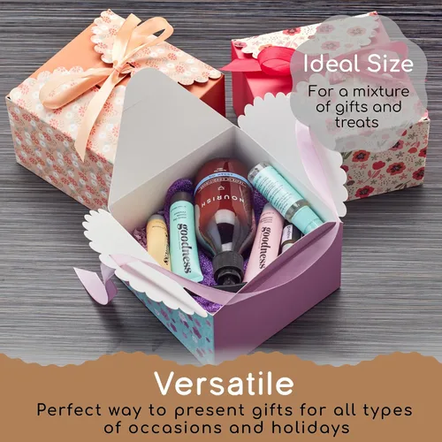 Vista 6 de Cajas de regalo pequeñas florales con tapas y cintas (paquete de 20) cajas decorativas vacías de 5.8 x 3.7 pulgadas para regalo, productos Estándar