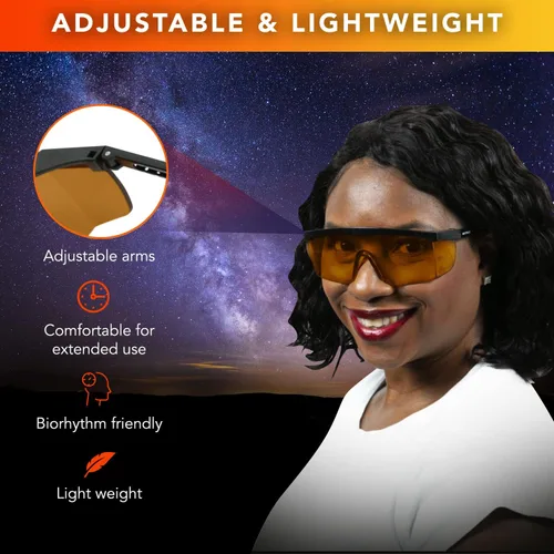 Vista 3 de Lentes ámbar que mejoran el sueño, lentes de bloqueo anti azul y verde, para uso nocturno, mejores lentes para dormir por la noche, reducen