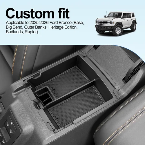 Vista 8 de SHAOHAO Bandeja organizadora de consola central Ford Bronco 2026 (4 puertas)