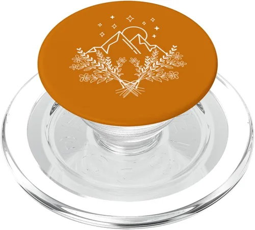 Vista 7 de Mountains Peaks Abstract Outdoor Nature Landscape Orange PopSockets intercambiables PopGrip