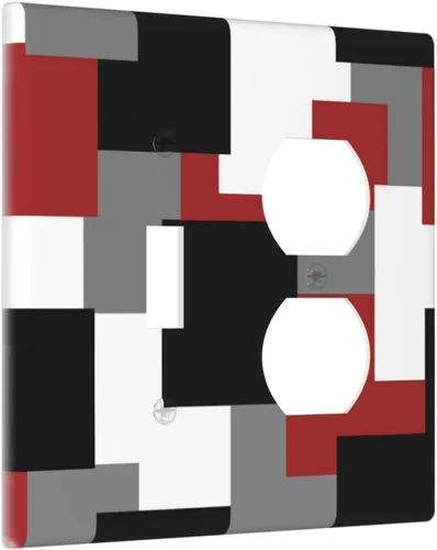 Vista 72 de Placa de Interruptor de Luz de Palanca Única Abstracta en Negro, Blanco y Gris, Cubierta de Tomacorriente, Placa de Pared Decorativa de Un
