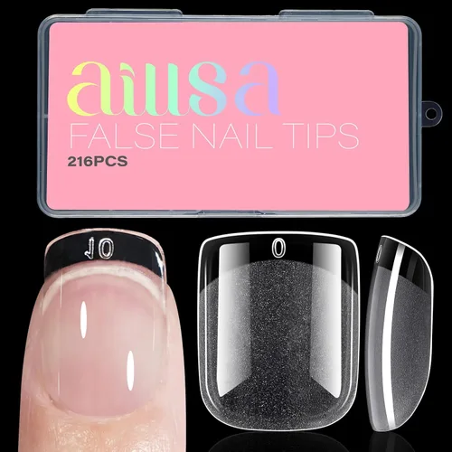 Vista 10 de AILLSA Puntas de uñas de bailarina, puntas de uñas de gel transparente