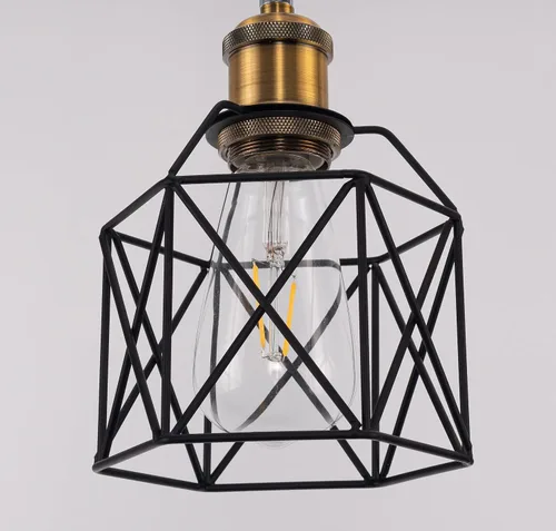 Vista 4 de Conjunto de dos jaulas huecas DIY pantalla de metal negro para aplique de pared lámpara de mesa lámpara colgante lámpara colgante diseño retro