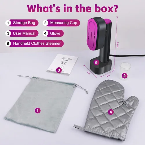 Vista 8 de Vaporizador de mano para ropa, vaporizador y plancha 2 en 1, calor rápido de 1200 W, tanque de agua desmontable de 6.4 fl oz, vaporizador portátil
