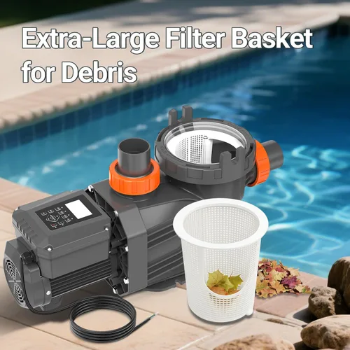 Vista 6 de Bomba para piscina de velocidad variable, bomba de piscina de 3 HP para uso en/sobre el suelo, 220V-240V, bomba de piscina de alto flujo 11359GPH