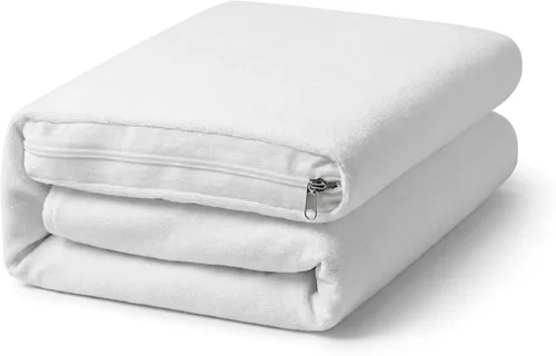 Vista 8 de Fundas de colchón impermeables con cremallera, funda protectora de colchón hipoalergénica con parte superior de tela de rizo de algodón suave