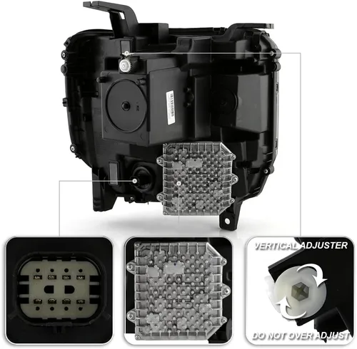 Vista 3 de ACANII - Para 2016 2017 2018 GMC Sierra 1500 Full LED Modelo Proyector Faros Faros Repacement Par Set Izquierdo+Derecho