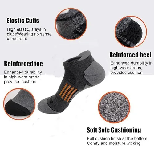 Vista 2 de JOYNÉE 6 pares de calcetines deportivos para hombre, transpirables, cómodos, de corte bajo, calcetines para correr