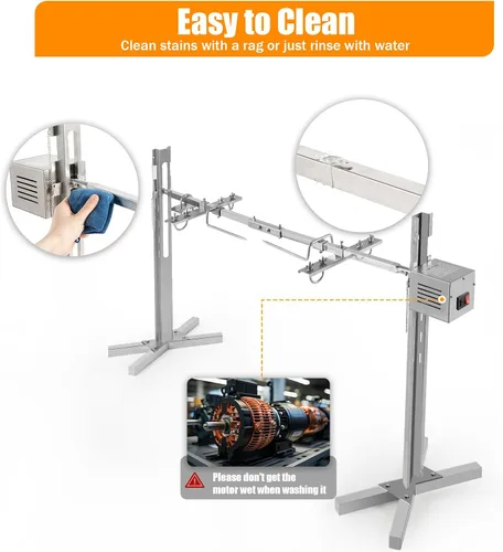 Vista 6 de Parrilla eléctrica de asador de 53 pulgadas, kit de parrilla resistente de capacidad de 88.18 libras, motor automático de 25 W y soporte universal