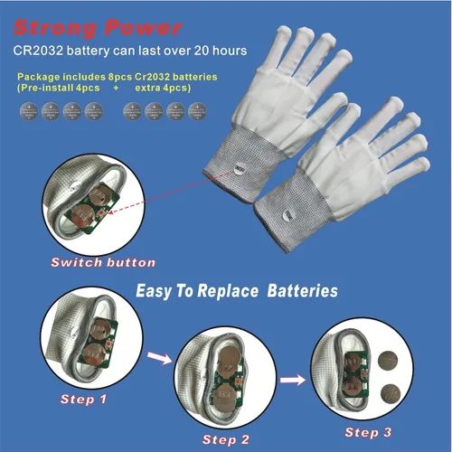 Vista 5 de Guantes LED, 12 colores iluminados para niños, guantes de esqueleto LED, regalo de juguetes geniales para Halloween, regalo de Navidad para hombres